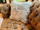 Grey Tibetan Lamb Single Sided Pillow 16" x 16" by Hudson Hides