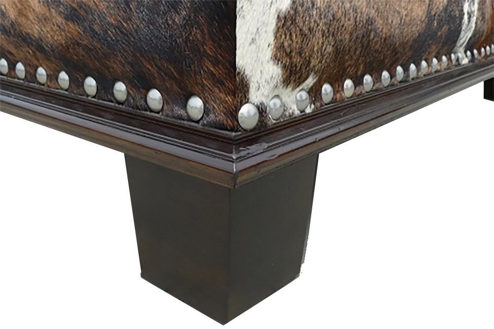 Custom Cowhide Ottoman - Brown Tricolor Brindle