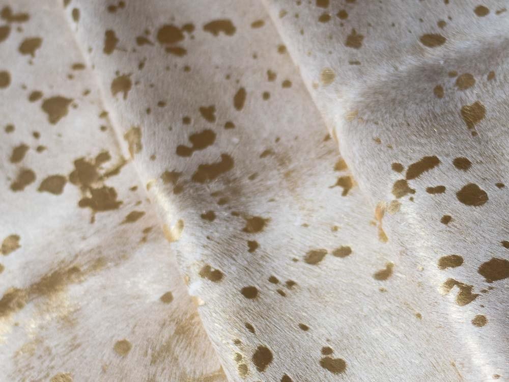 Gold Metallic Grey Cowhide
