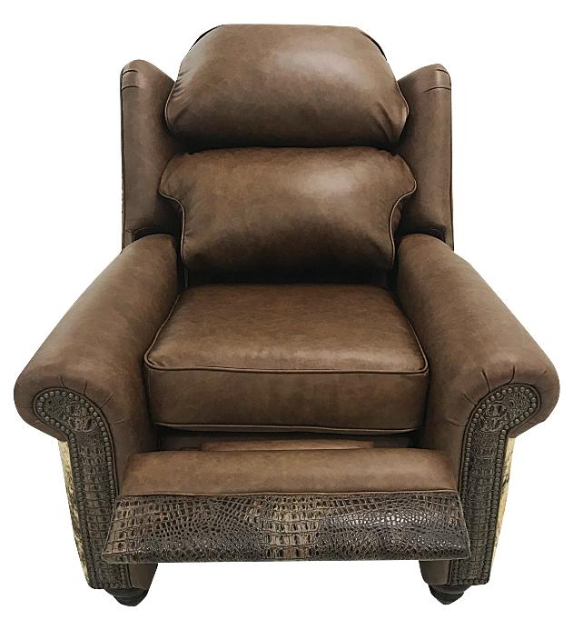 Rustic Cowhide and Croc Recliner