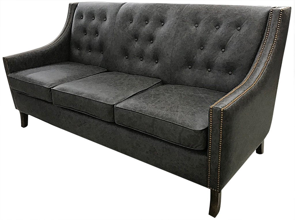 Contemporary tufted Black Leather Sofa