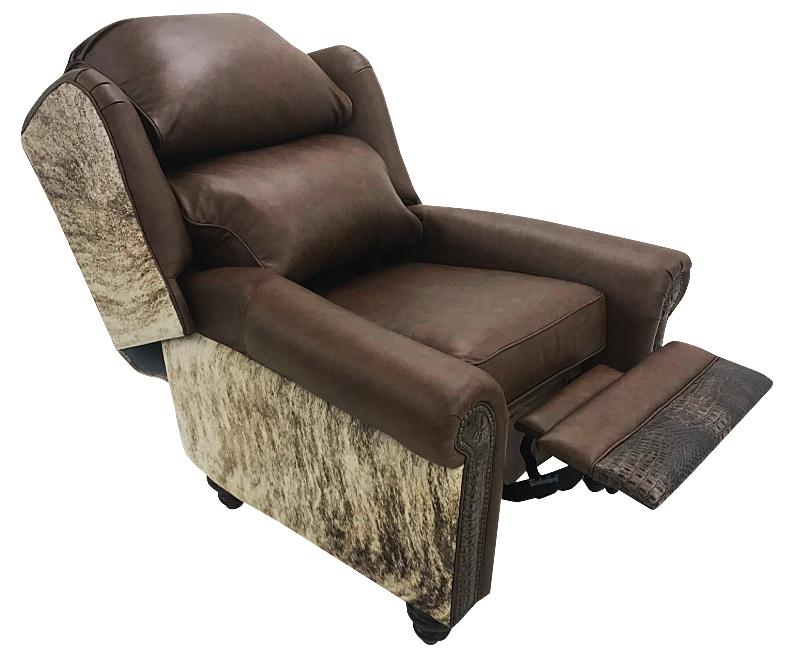 Rustic Cowhide and Croc Recliner