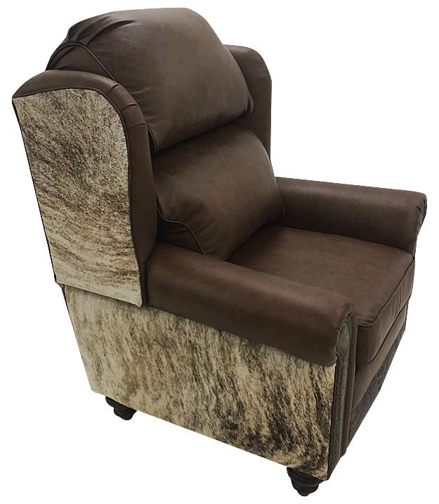 Rustic Cowhide and Croc Recliner