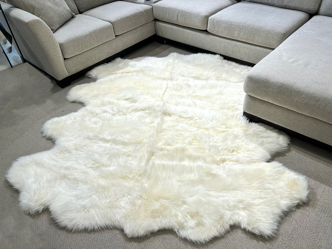 White New Zealand Sheepskin 8-Pelt 6' x 7' by Hudson Hides