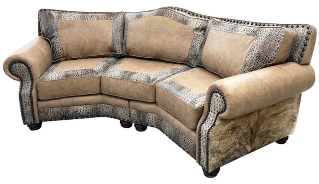 Palomino Conversational Western Cowhide Sofa