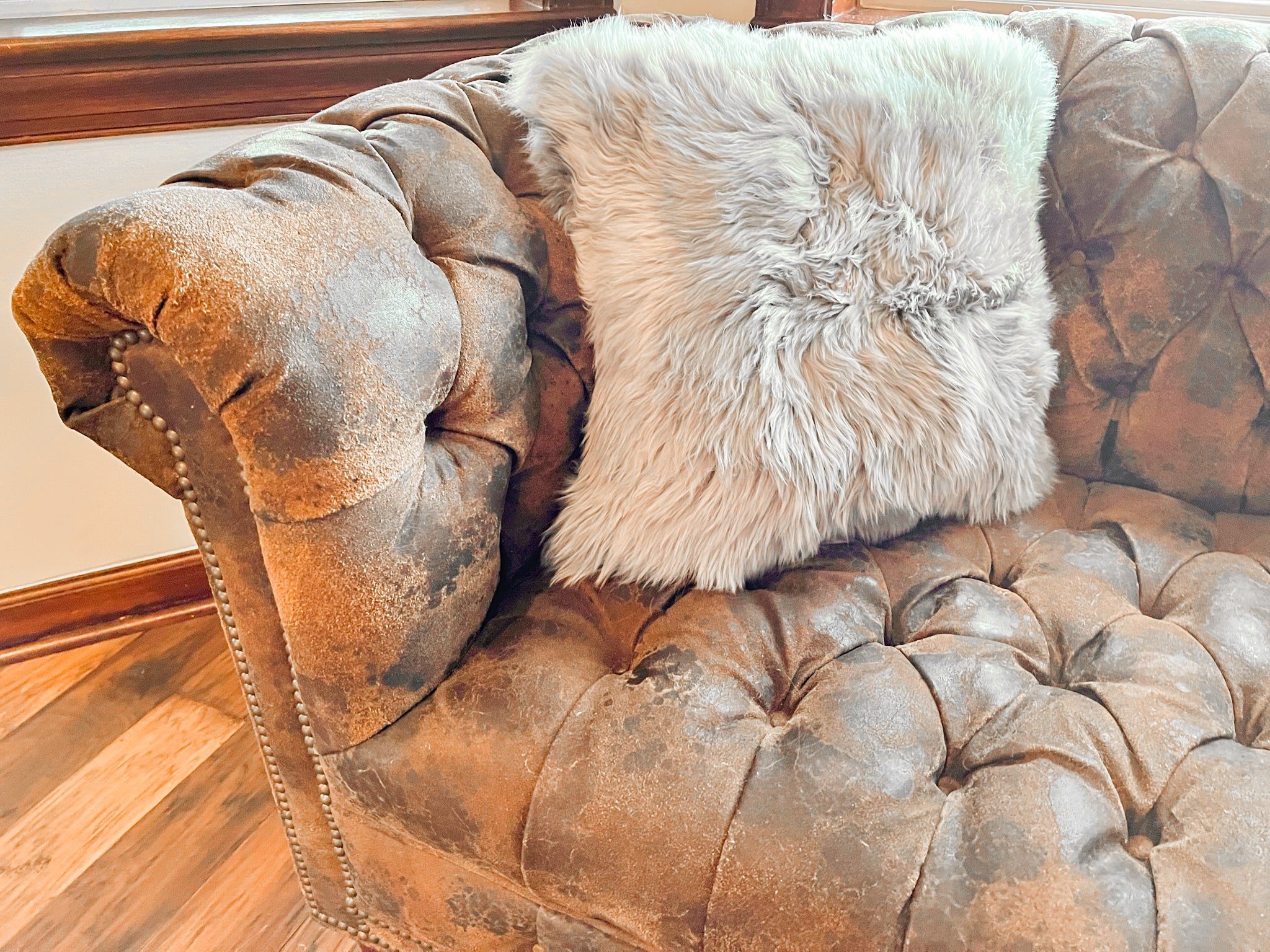 Grey New Zealand Sheepskin Pillow 16"x16" Single Sided by Hudson Hides