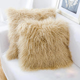 Cream Tibetan Lamb Single Sided Pillow 16" x 16" by Hudson Hides