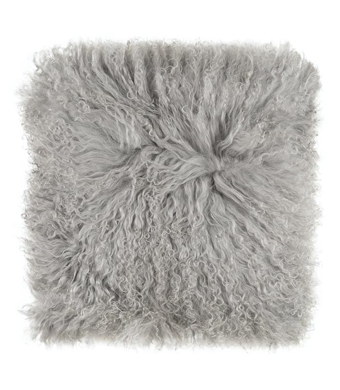 Grey Tibetan Lamb Single Sided Pillow 16" x 16" by Hudson Hides