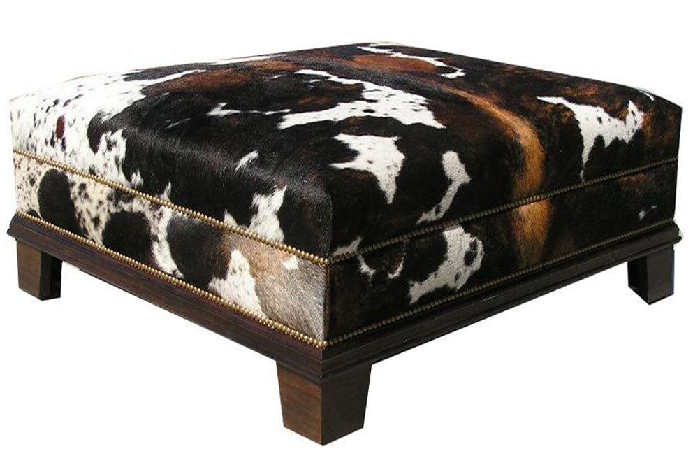 Custom Cowhide Ottoman - Tricolor