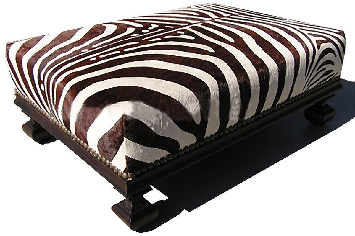 Custom Zebra Cowhide Ottoman